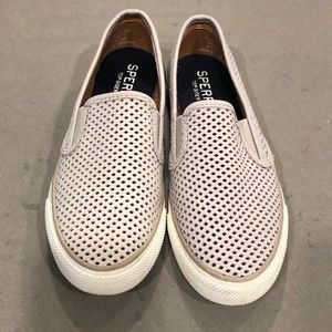 Sperry Seaside Perfs Leather slip-on shoes in grey